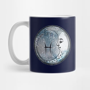 Pisces Moon Sign Astrology Zodiac Symbol Stars and Crescent Moon Mug